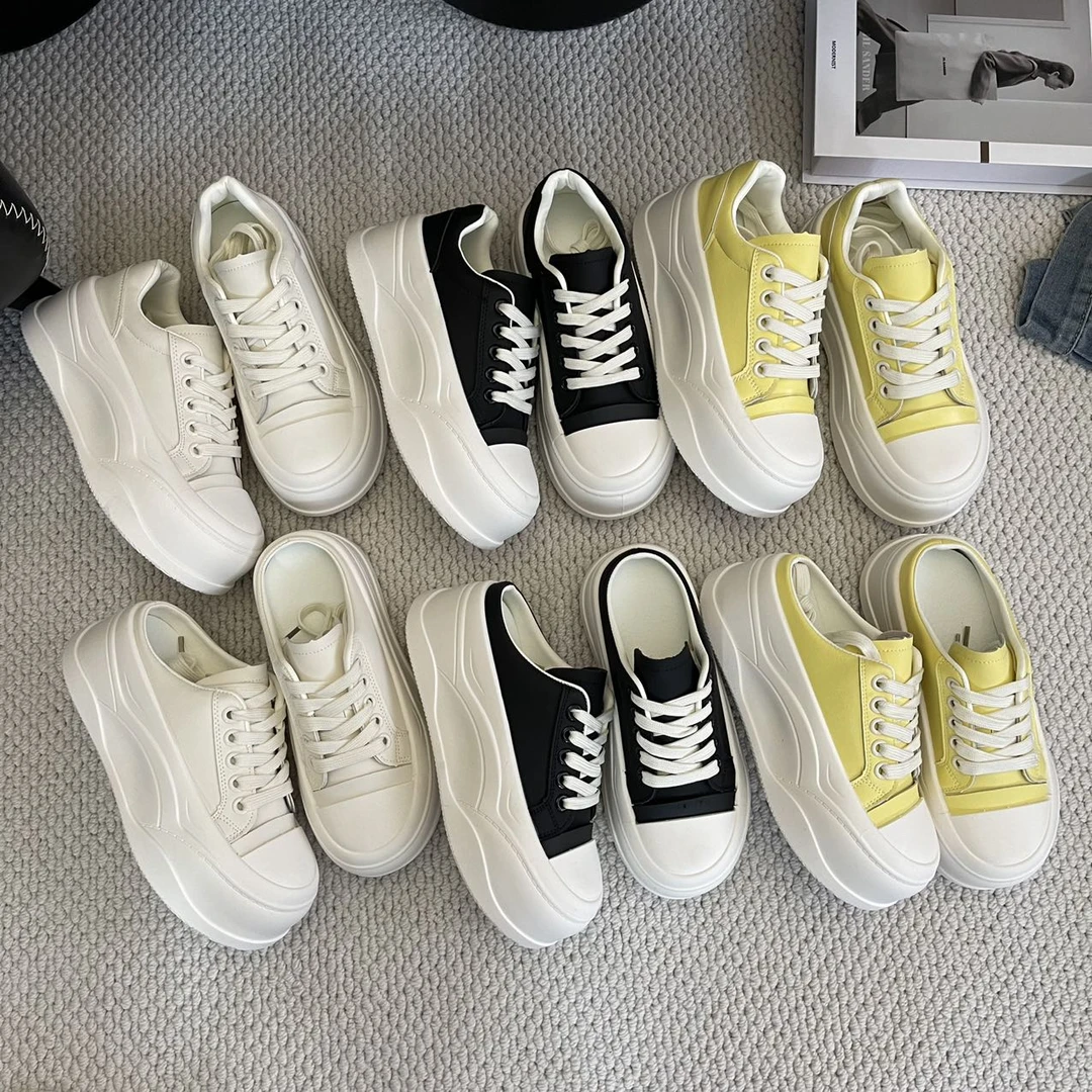 包头半拖鞋女夏季外穿懒人小白鞋2025新款厚底百搭休闲