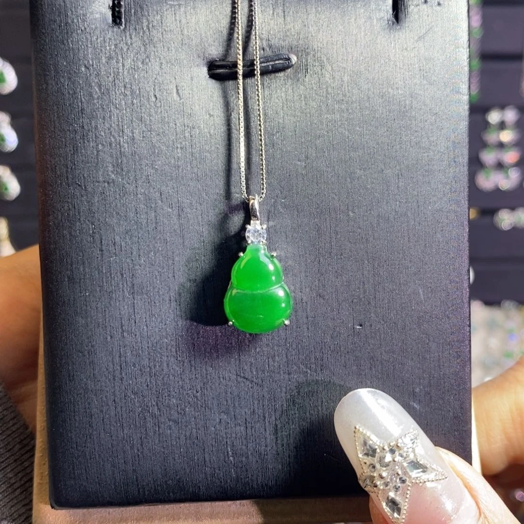 翡翠银S925镶嵌颈饰葫芦项链