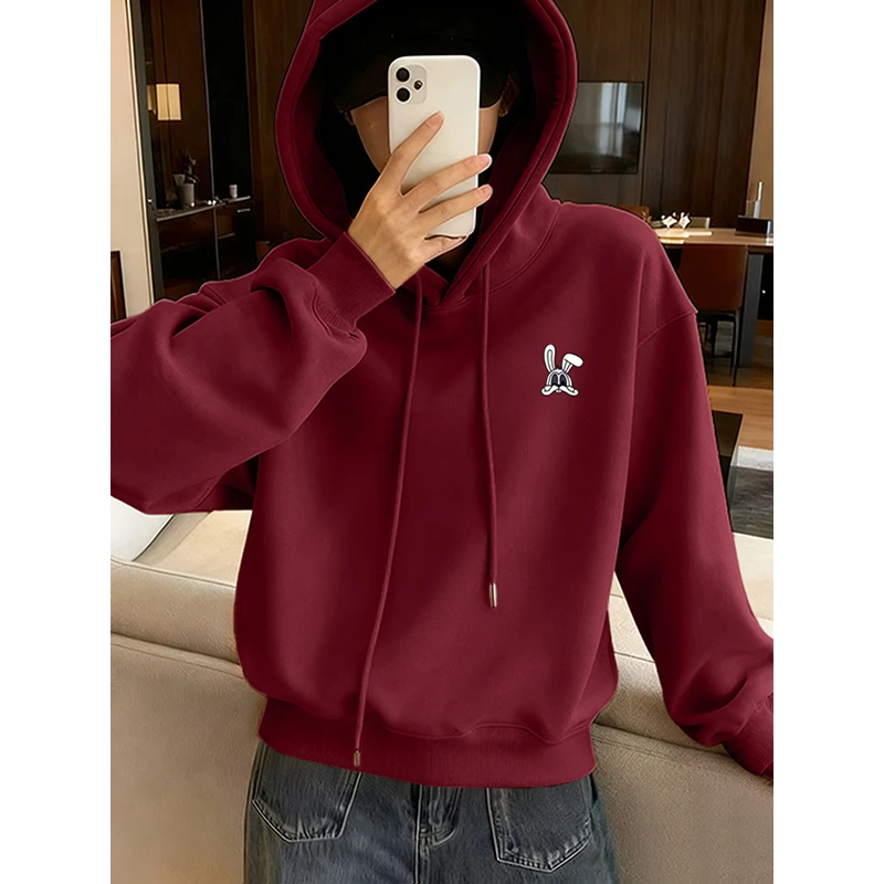 2026新年衣服加绒加厚短款连帽卫衣女厚款保暖小个子ins潮牌外套