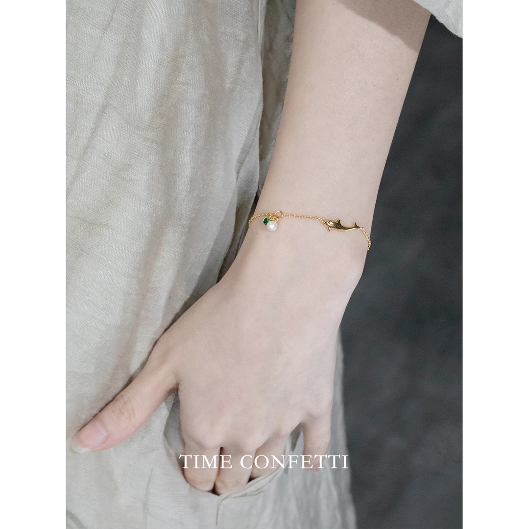 黄铜手链 镀K金【孙二娘】小海豚-气质百搭法式手链TC 10264