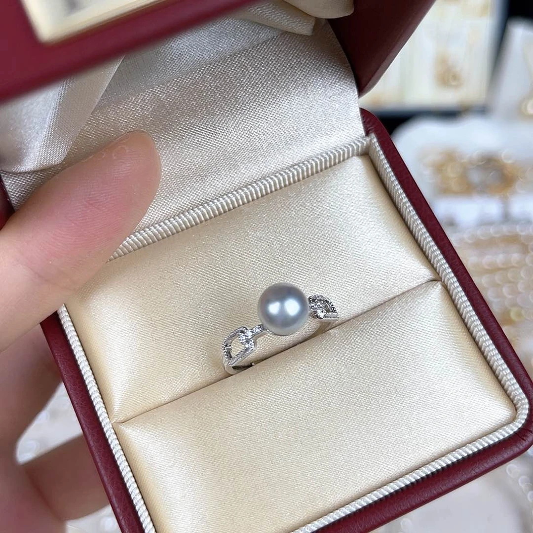 海水珍珠戒指银S925镶嵌