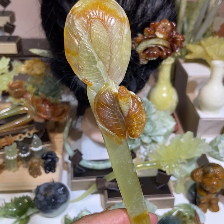 蛇纹石玉未镶嵌发饰