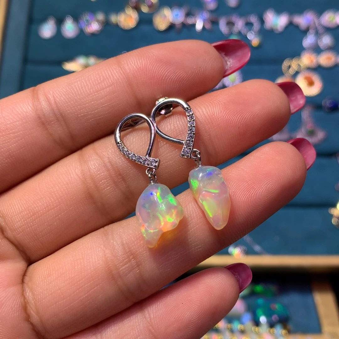 欧泊银S925镶嵌耳饰