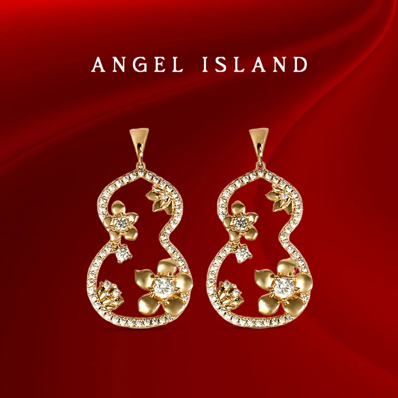 铜合金锆石耳饰 ANGEL ISLAND「游园寻梦」葫芦窗花耳环-AI24JE006