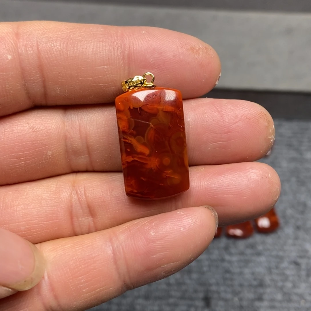 南红玛瑙吊坠(不含链)银S925镶嵌