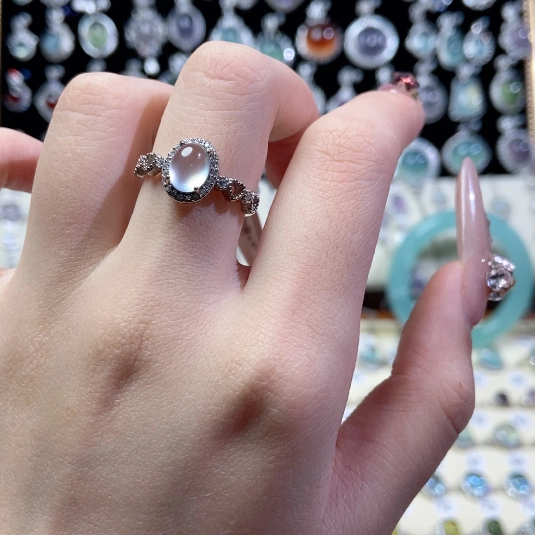 蛇纹石玉银S925镶嵌戒指