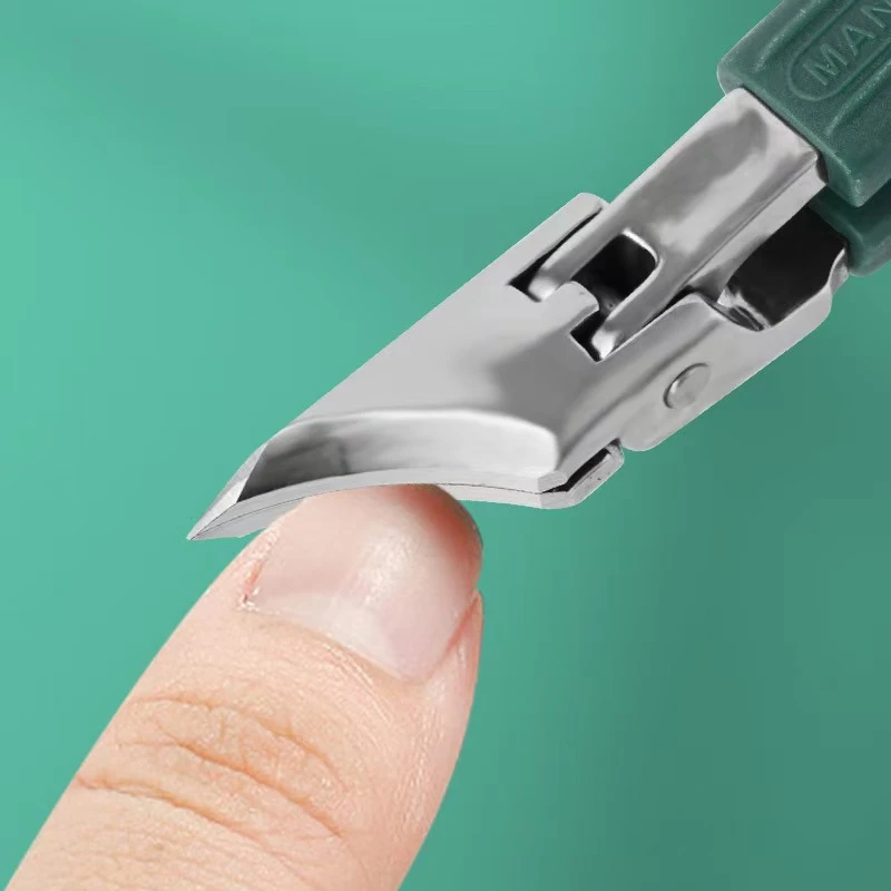 不锈钢家用斜口绿色指甲钳防飞溅修甲刀防滑手柄指甲剪钳美甲