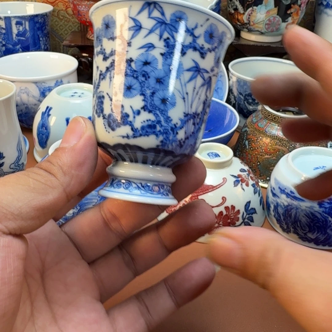 以***七杯子陶景德镇全手工手绘陶瓷