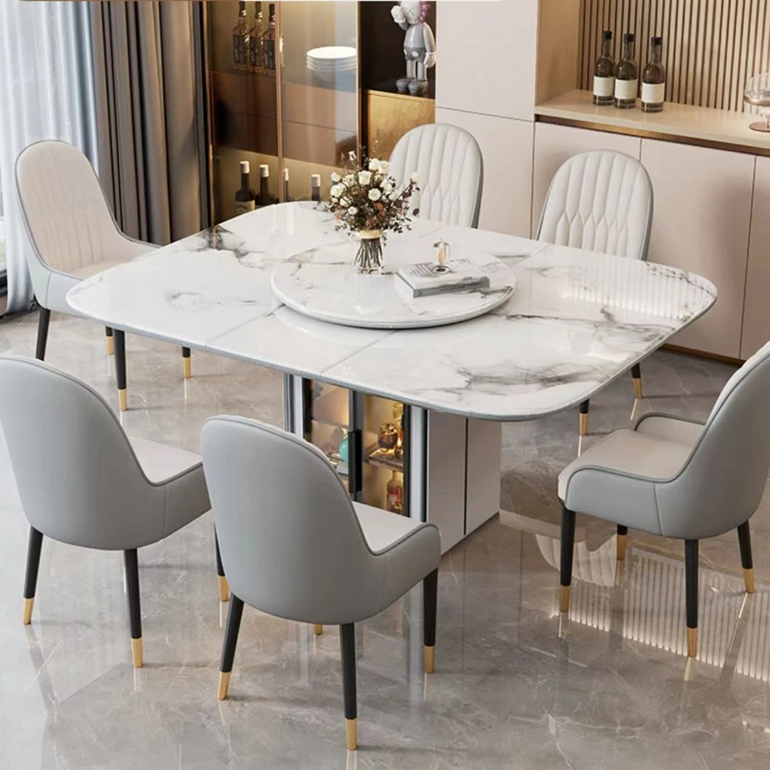 小户型家具家用岩板餐桌方圆伸缩储物两用轻奢现代简约风简约餐桌