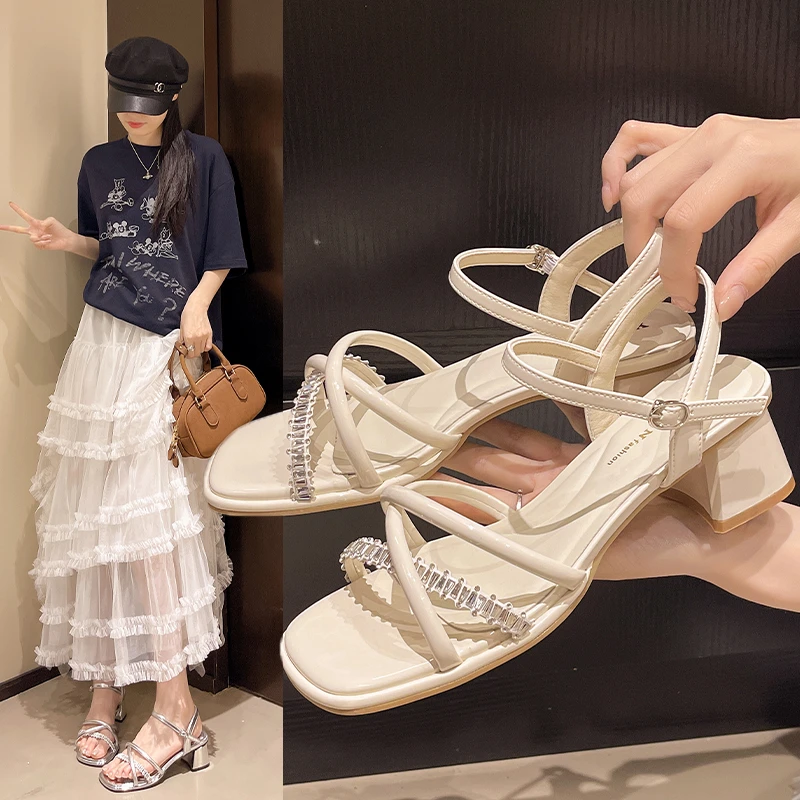 52053高跟露趾时装凉鞋小个子夹趾凉鞋凉鞋法式欧若精灵风