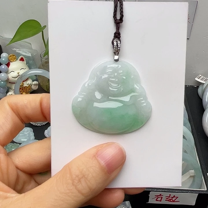 翡翠未镶嵌手镯佛公吊坠