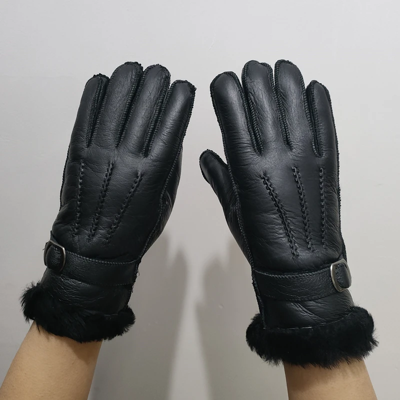 羊皮毛一体手套男女士冬季情侣款加厚羊皮羊毛骑行摩托车防风保暖