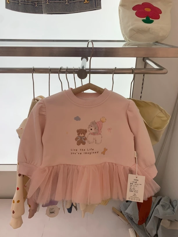 25127小狗小熊纱裙卫衣