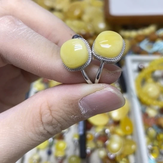 蜜蜡银S925镶嵌裸石多样性发货其一