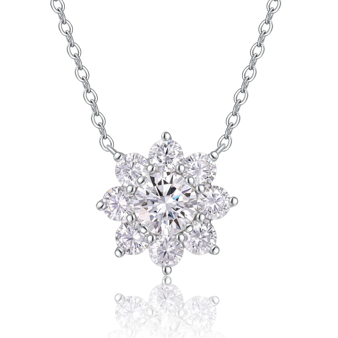 合金合成锆石吊坠 欧美简约璀璨太阳花项链女满钻锁骨项链x103