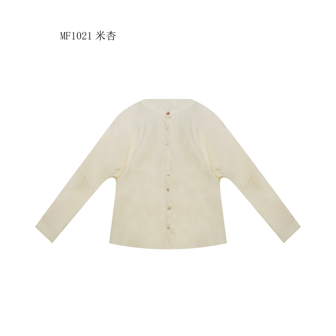 【麻訪家】MF1021米杏文艺简约宽松休闲百搭长袖开衫上衣