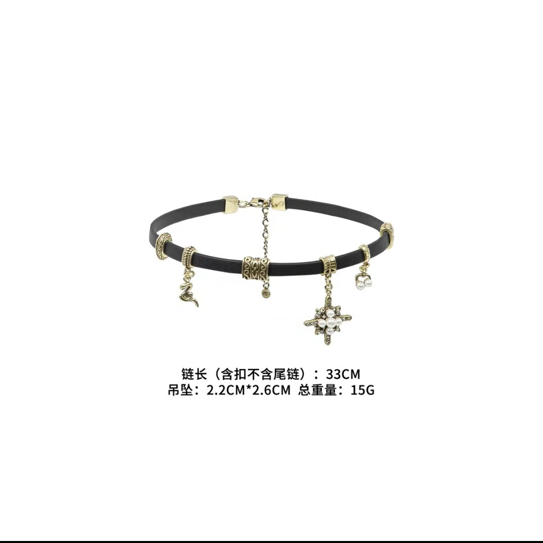 铜合金仿珍珠项链 星芒项链 一链多戴！哥特美学可拆卸叠戴长短链