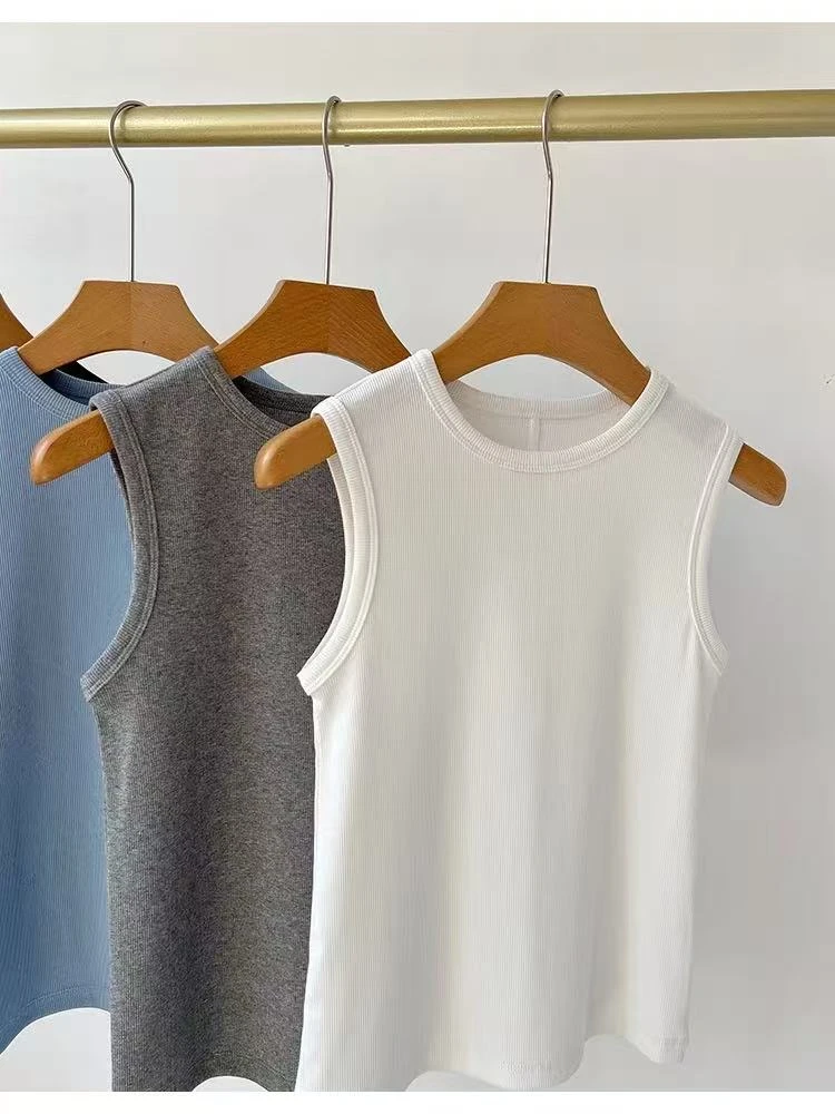 SS251367  夏季百搭外穿弹力棉中缝螺纹背心
