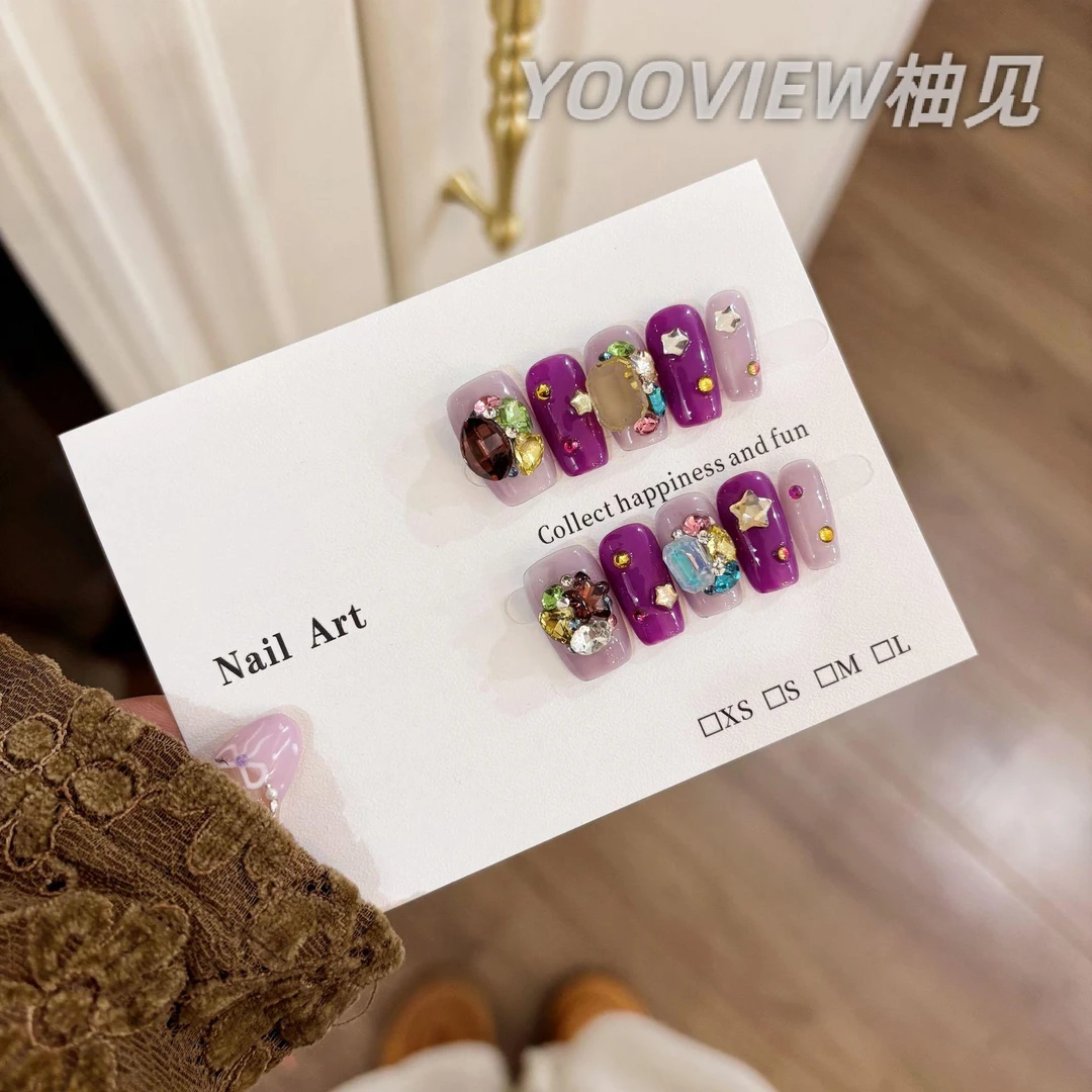 高级感穿戴甲戴甲纯手作九紫离火短款小清新穿戴甲美甲穿戴甲短款