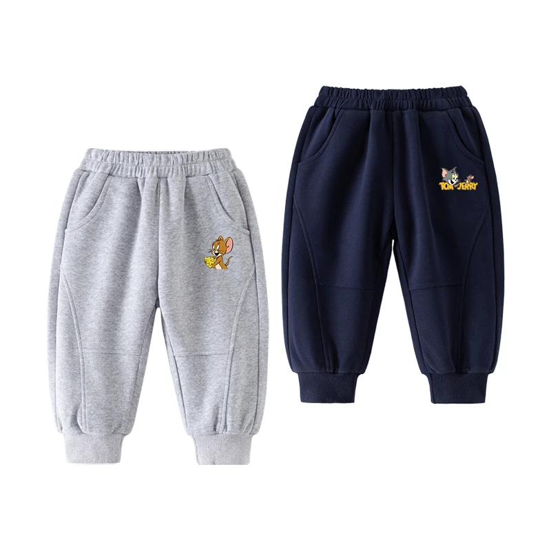 猫和老鼠儿童拼接卫裤2025春季男童休闲长裤中小童洋气运动裤