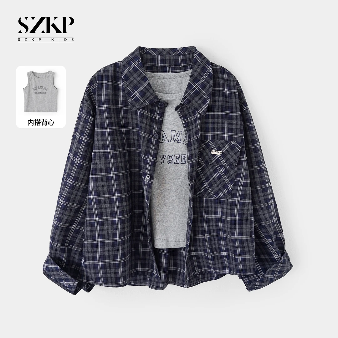 SZKP秋季新款女童装上衣两件套中大童休闲潮款儿童套装BGTQ556038