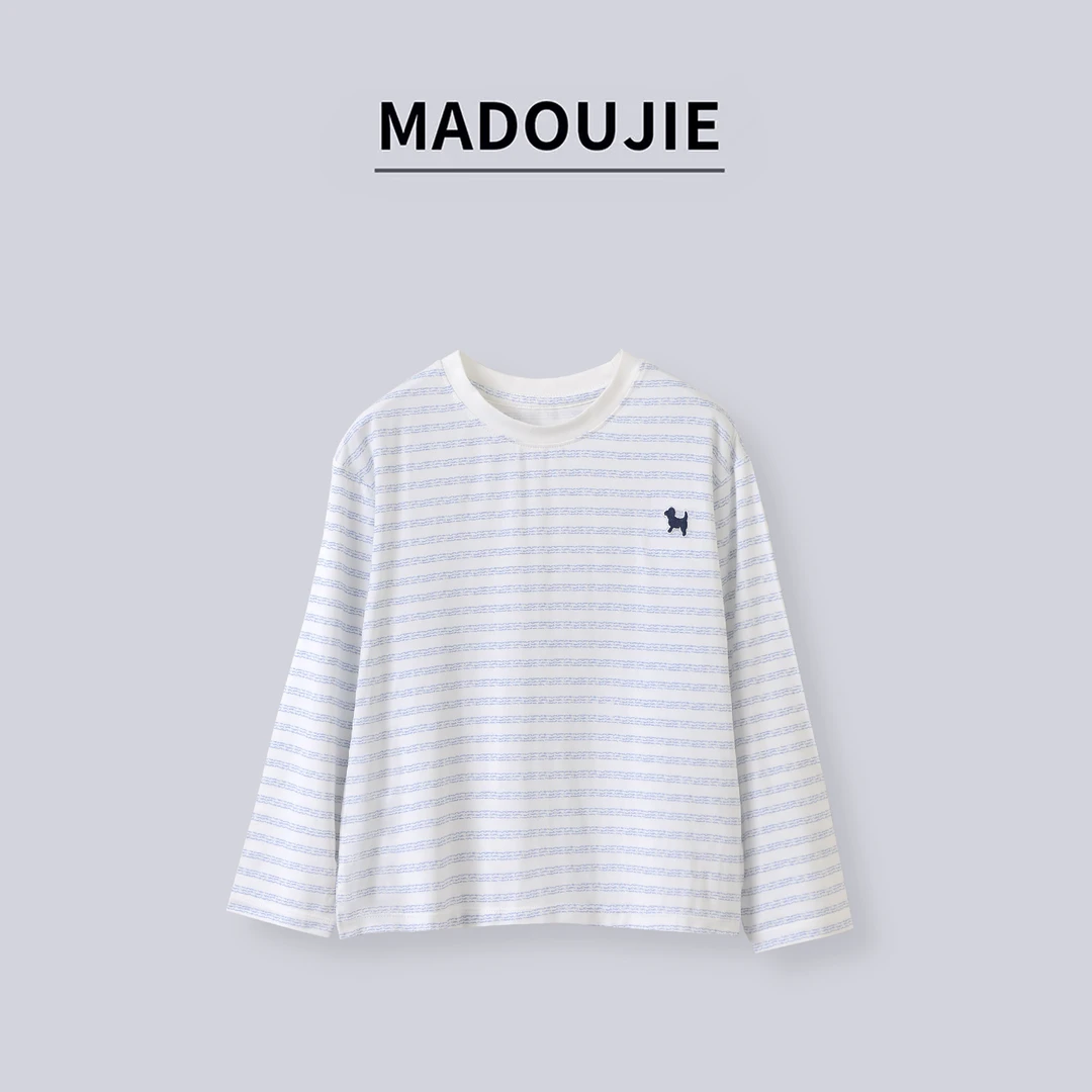 麻豆街【条纹T恤】2025春秋童装新款儿童休闲轻柔卫衣T恤DM003