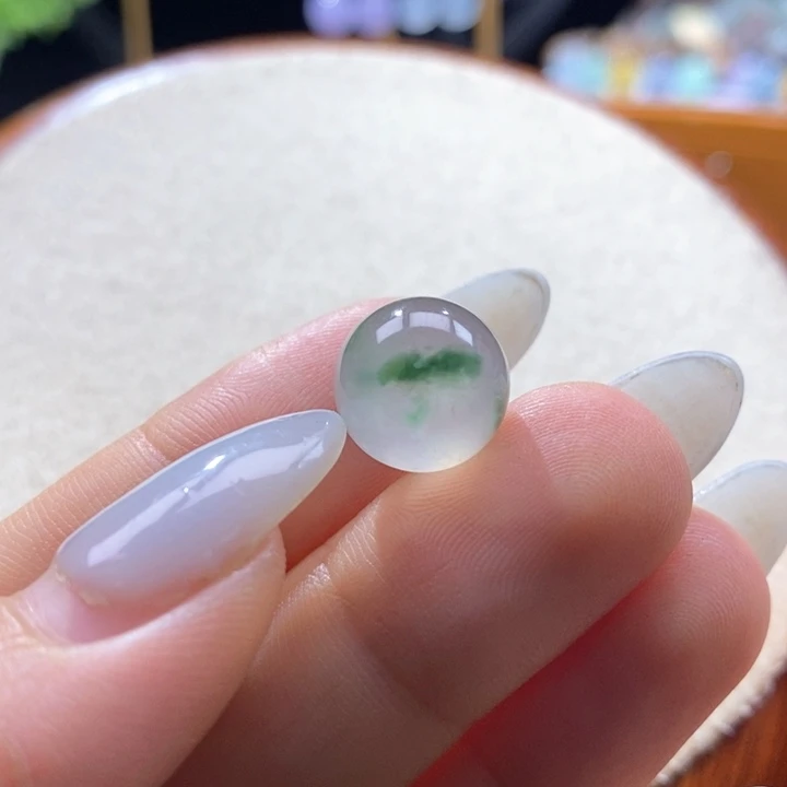 翡翠未镶嵌吊坠(不含链)翡翠冰茶飘色圆珠卡12
