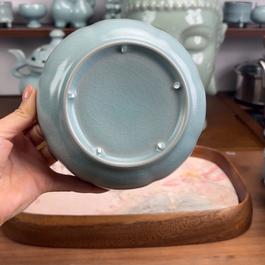 仿古釉15口径葵口碗二级品