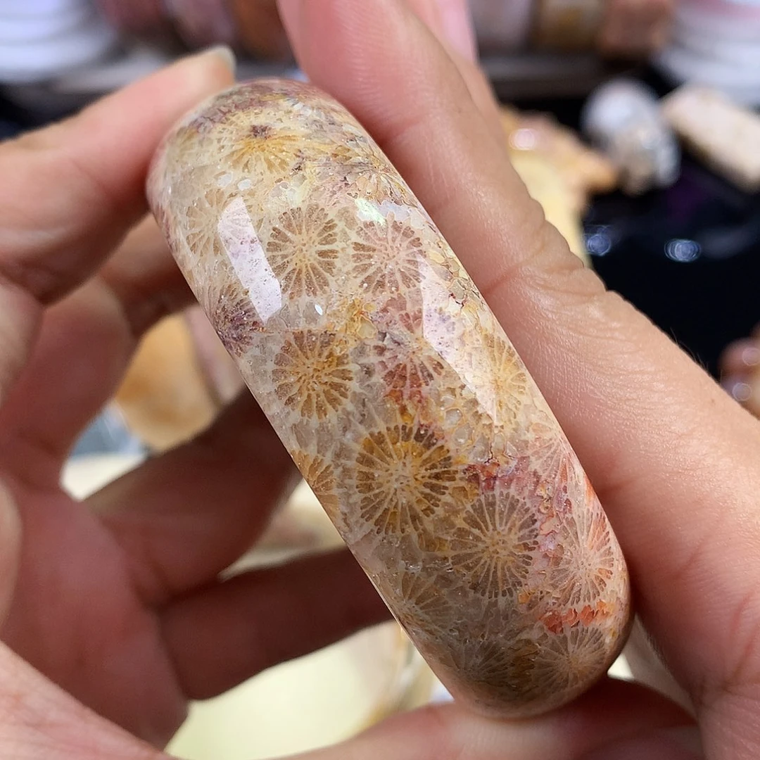 硅化珊瑚（珊瑚玉）未镶嵌吊坠(赠链)（61号）彩大花55圈