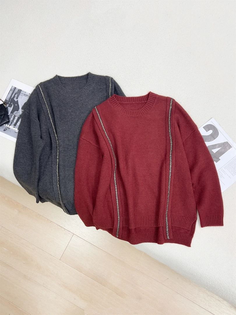 【女王洛克】小香风洋气简约针织衫慵懒风上衣高级感毛衣LK81384