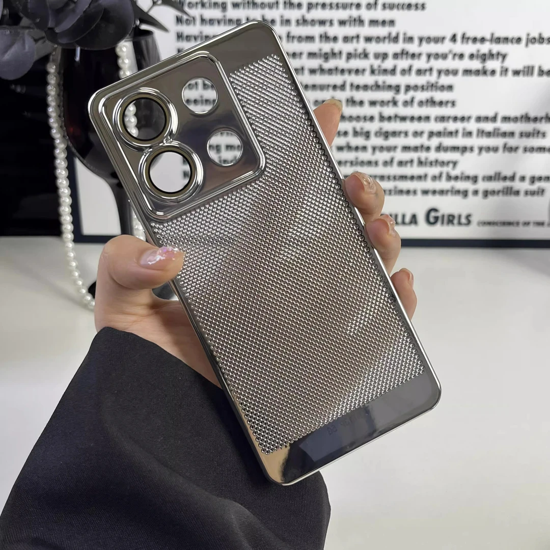 适用红米Note13手机壳新款电镀网孔散热Note13Pro镜头膜全包防摔