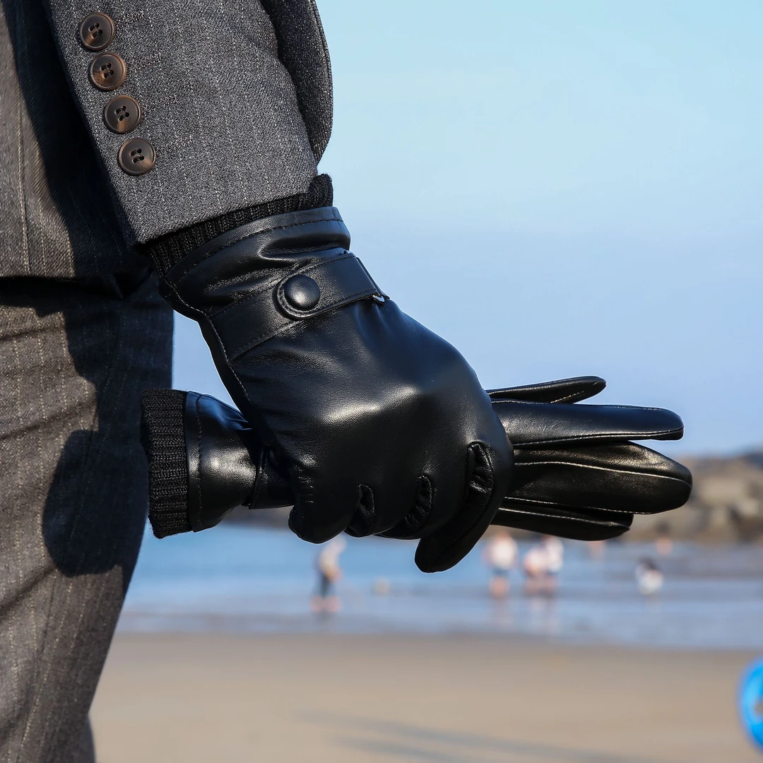 加厚皮手套男士秋冬季山羊皮真皮皮手套加绒保暖骑行开车触屏厚款