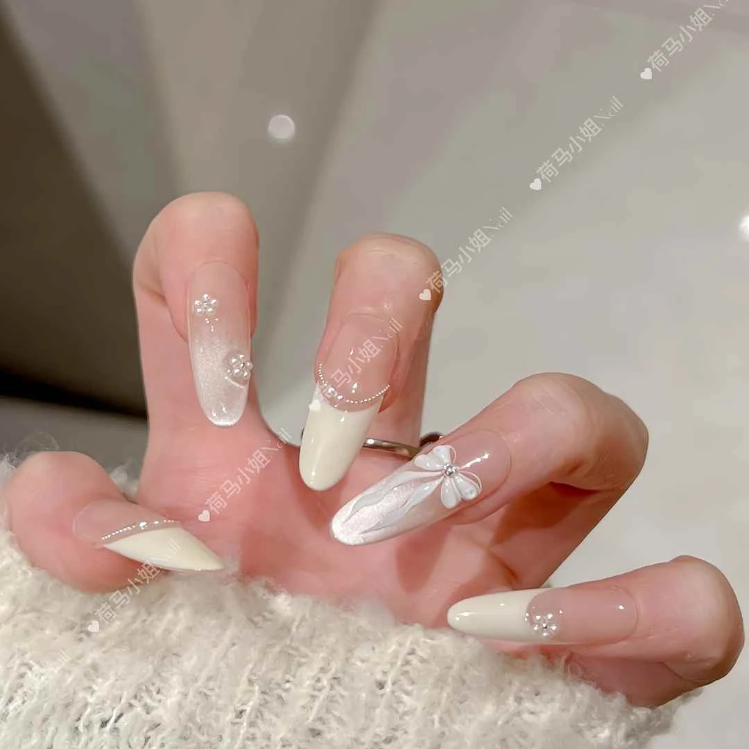 【奶芙小香】纯手工穿戴甲光疗甲春季猫眼美甲贴片可拆卸10片装