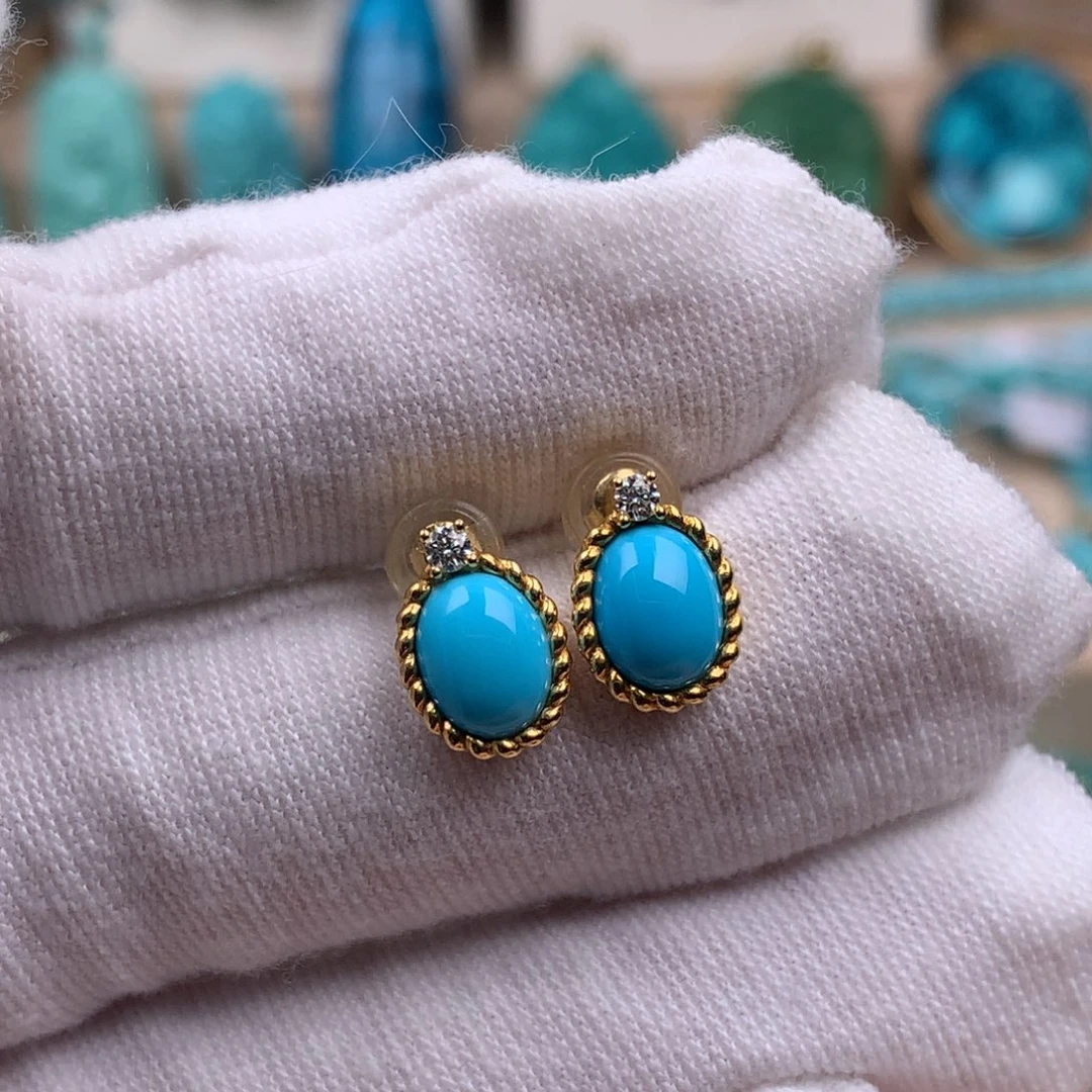 绿松石18K金镶嵌珠宝奇石