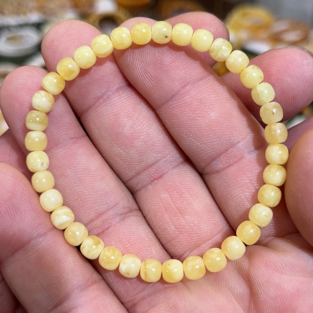 蜜蜡未镶嵌手链微瑕00005.5mm