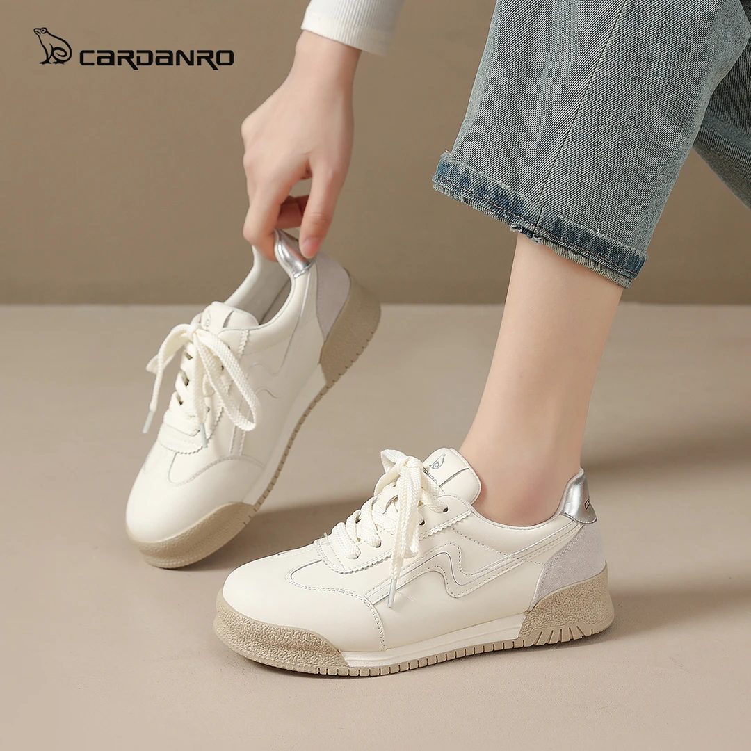 意大利卡丹路复古德训真皮女鞋爆款平底阿甘鞋复古运动休闲百搭