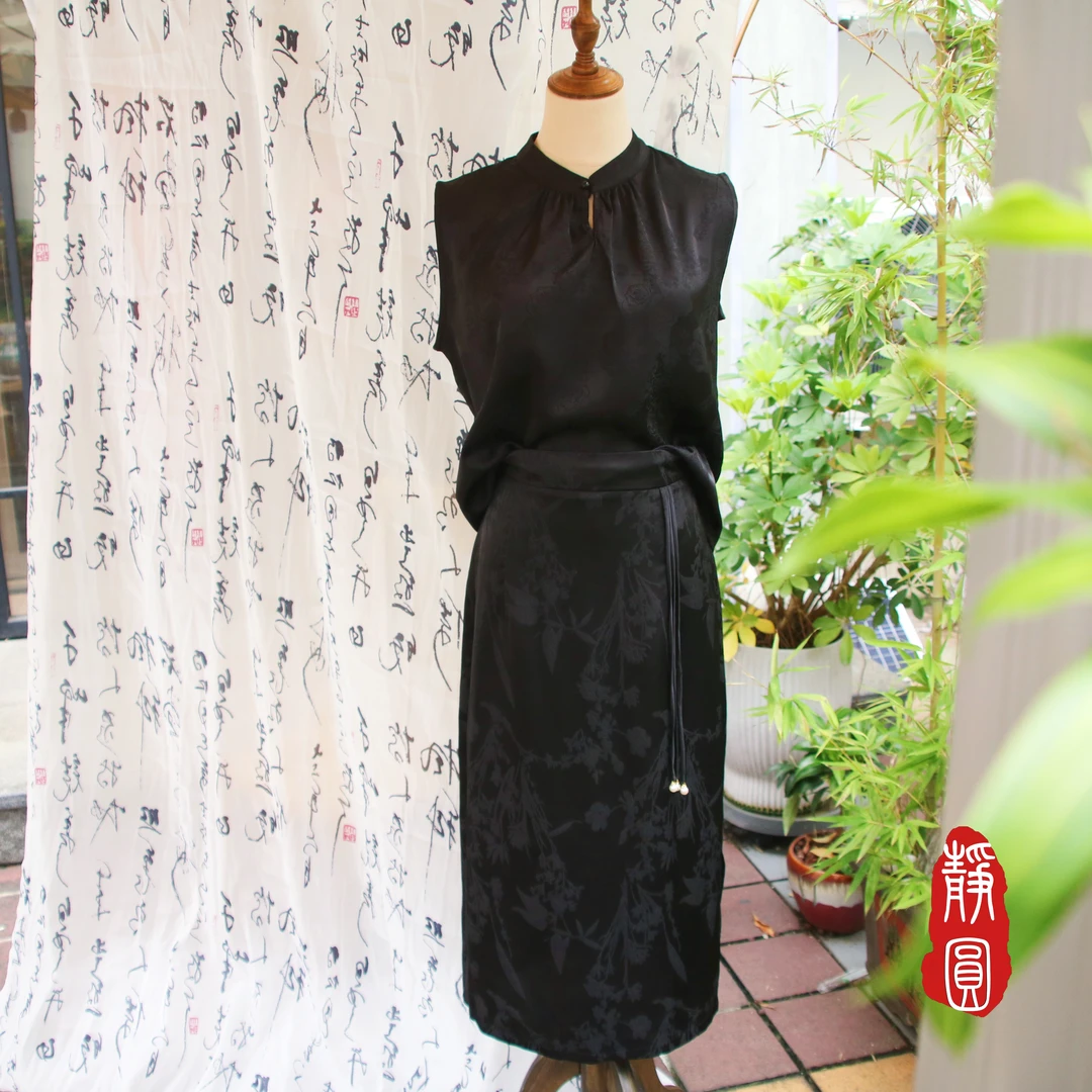 【黑色套装】手工制作旗袍太太服晚宴服
