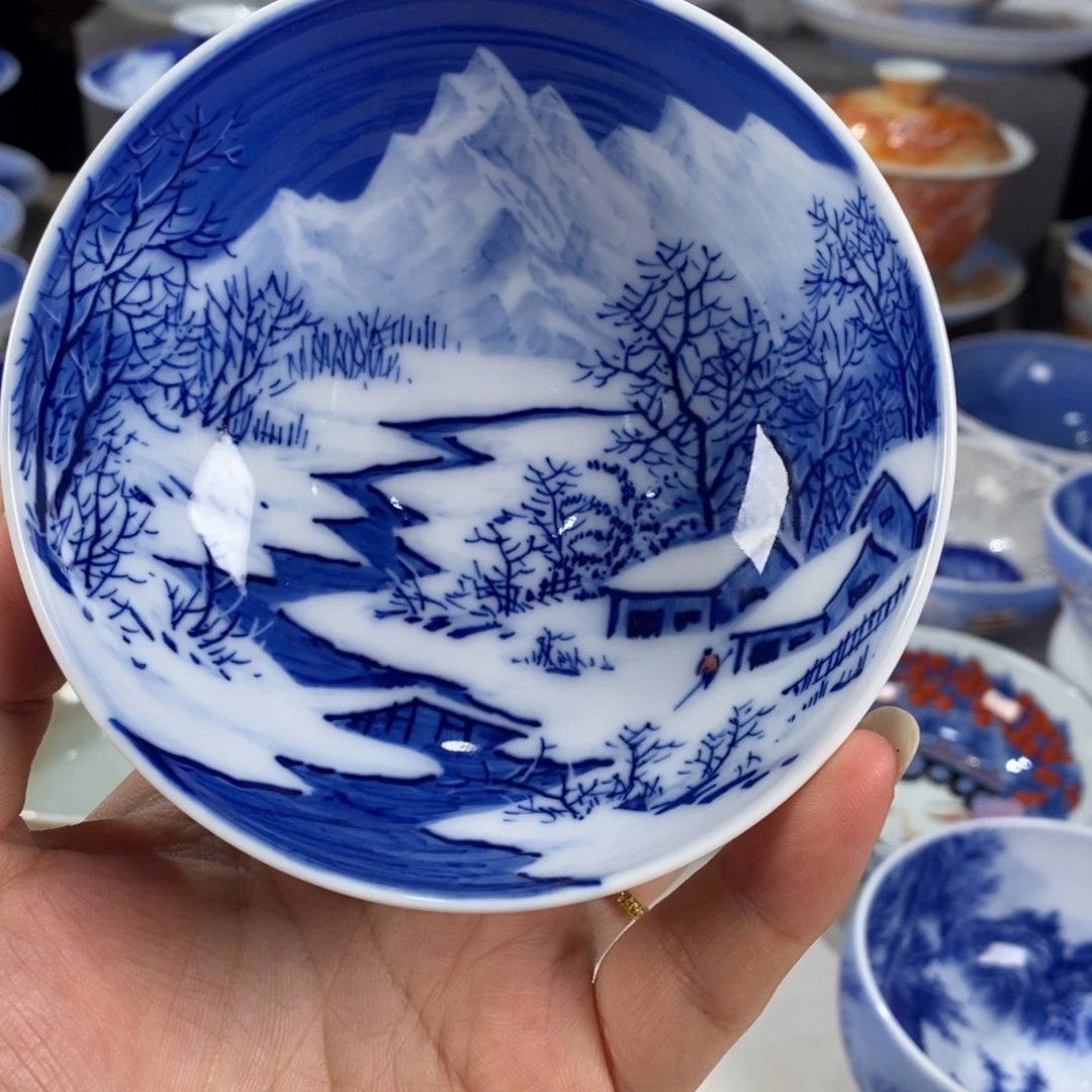 青花雪景主人杯杯