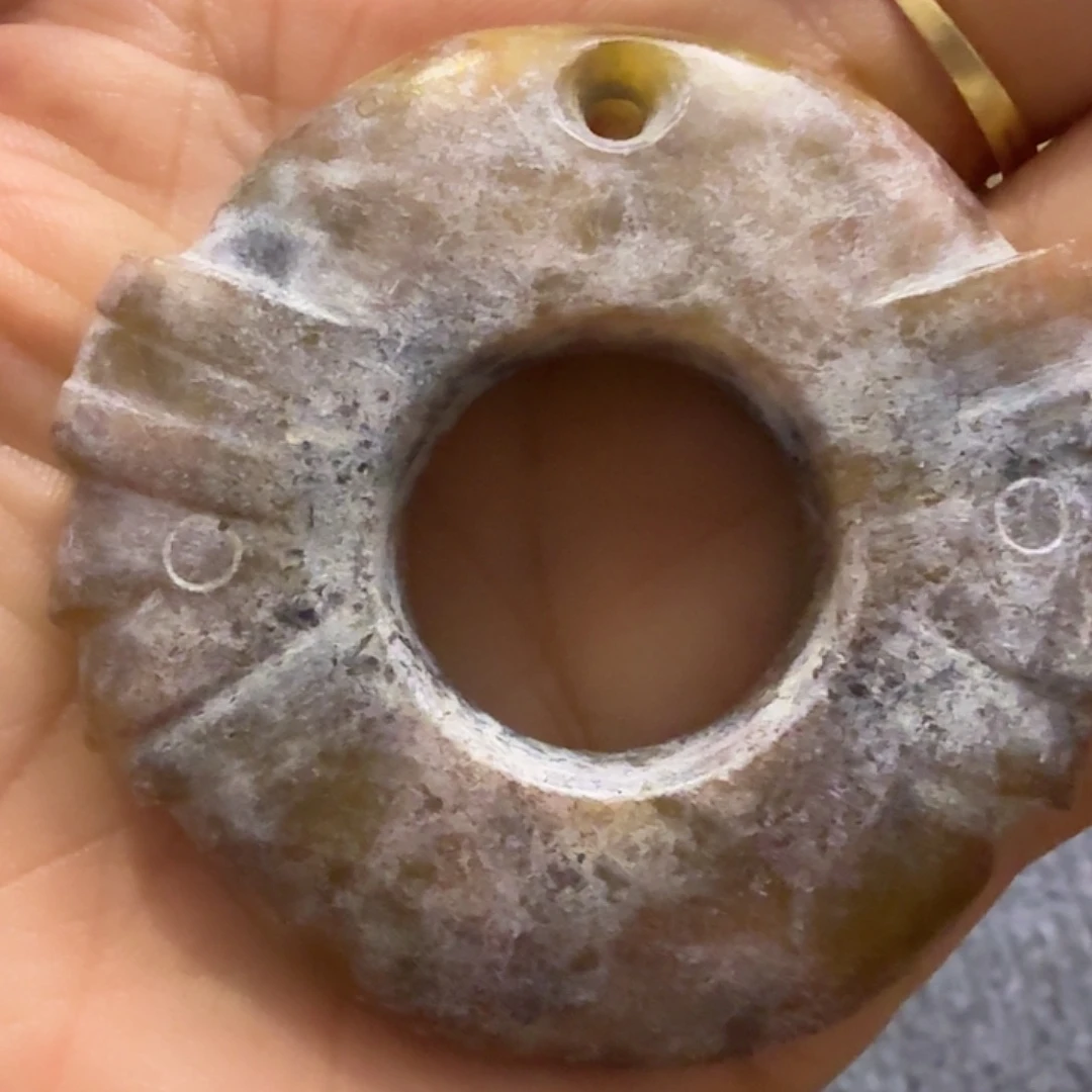 翰***飞瓷片双人面细纹工瓷片