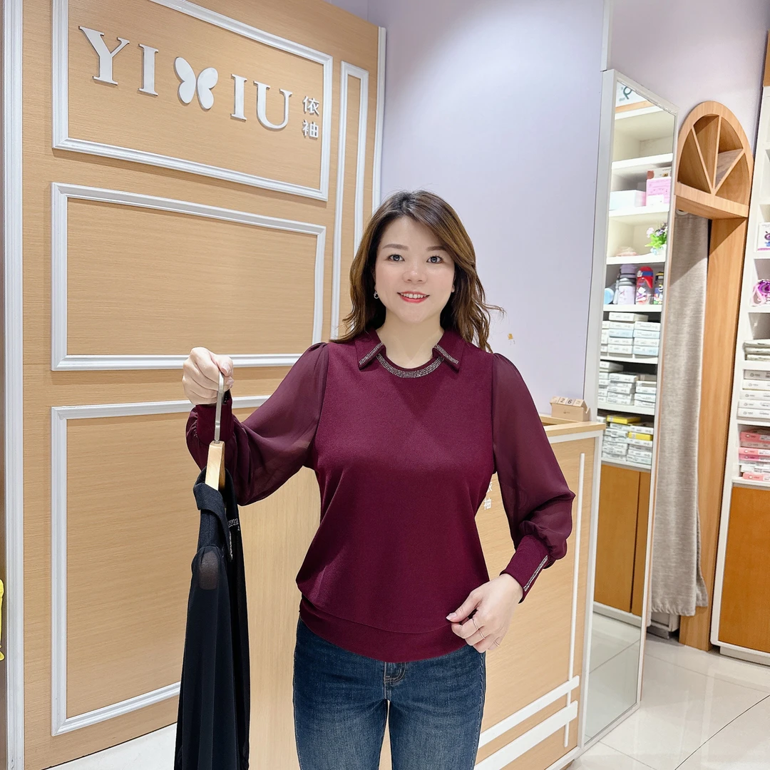 洋气百搭T恤上衣 5-2526秋季长袖藏肚子显瘦/长60厘米