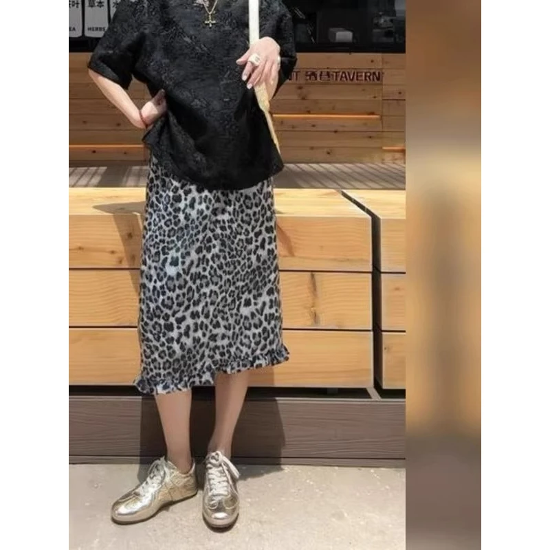 被惊艳到！巨好看！半身裙女慵懒风豹纹休闲宽松显瘦时尚设计感裙子