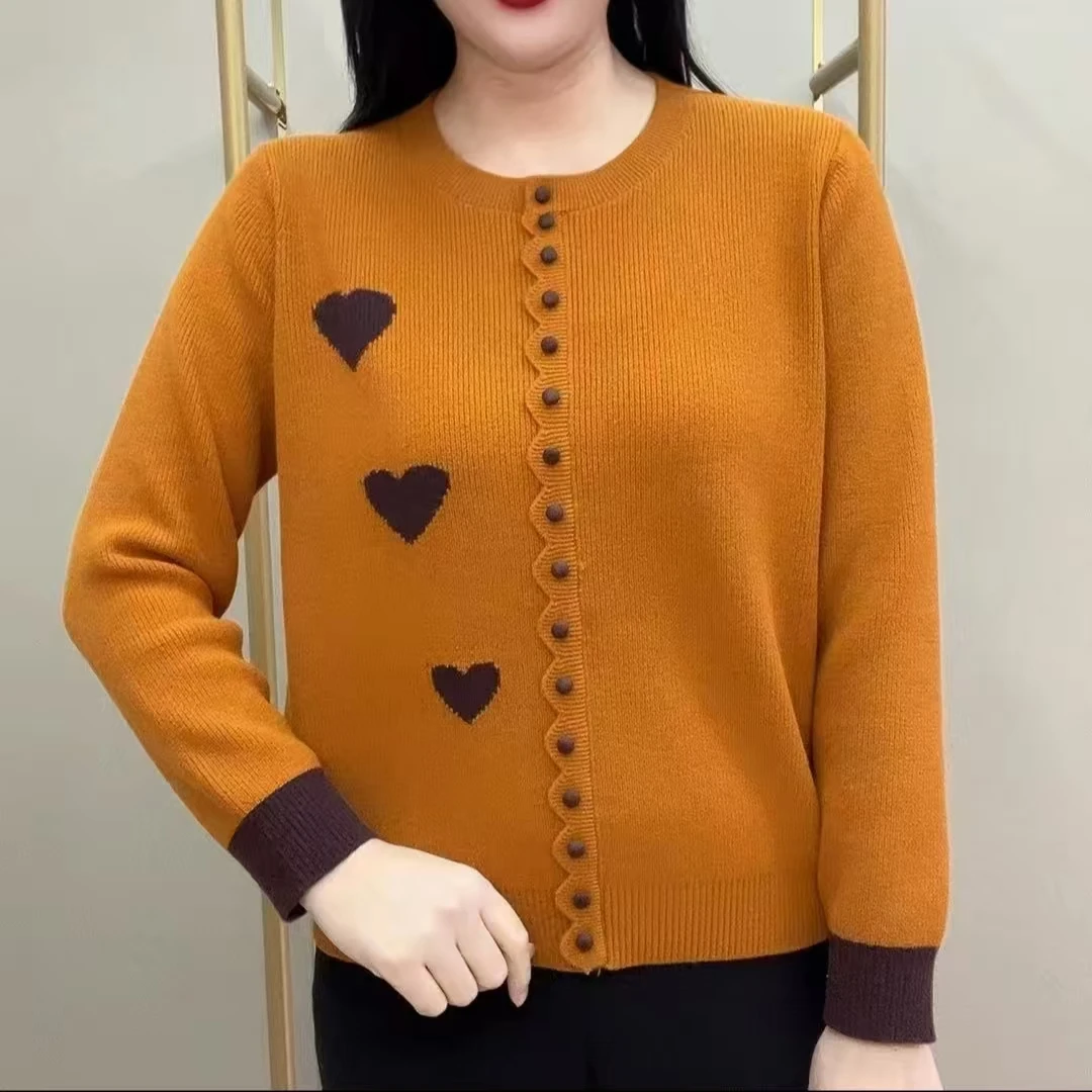 新款春秋款气质针织衫舒适针织衫减龄潮流休闲宽松长袖百搭针织衫