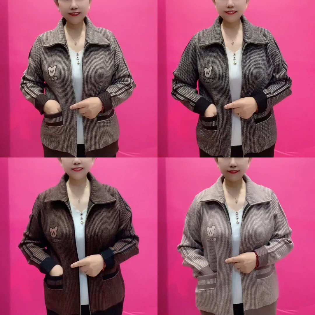 秋季两用领拉链口袋妈妈款外套