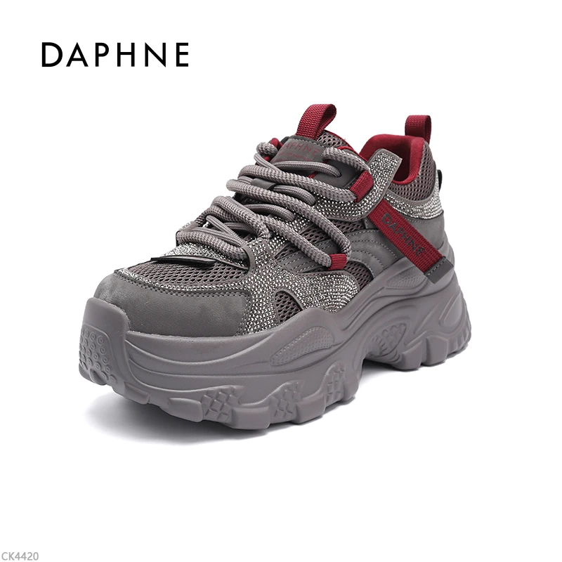 达芙妮百搭老爹鞋增高水钻秋季时尚百搭休闲鞋潮流休闲鞋透气LL