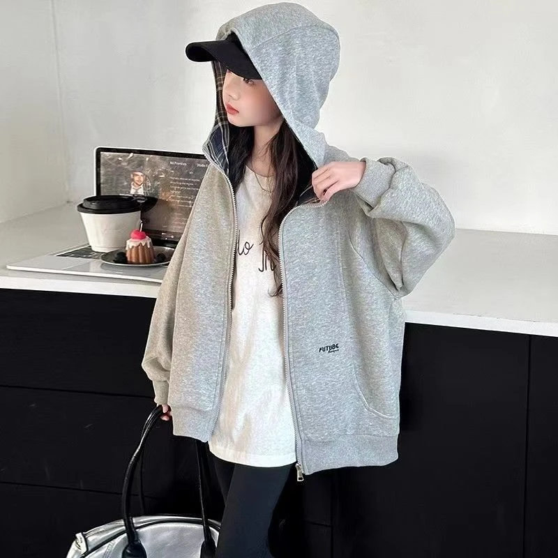 女童时尚外套2025新款儿童秋季韩版夹克中大童秋季连帽棒球服潮