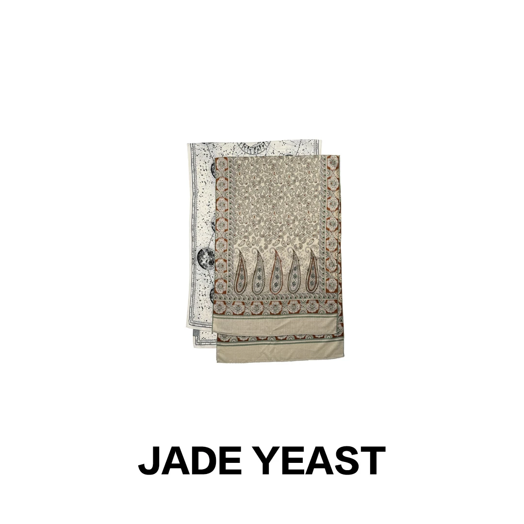 JADE YEAST|中古【丝羊毛】百搭长方披肩-20303