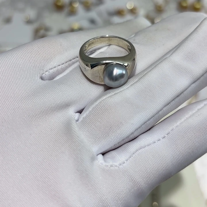 戒指海水珍珠银S925镶嵌