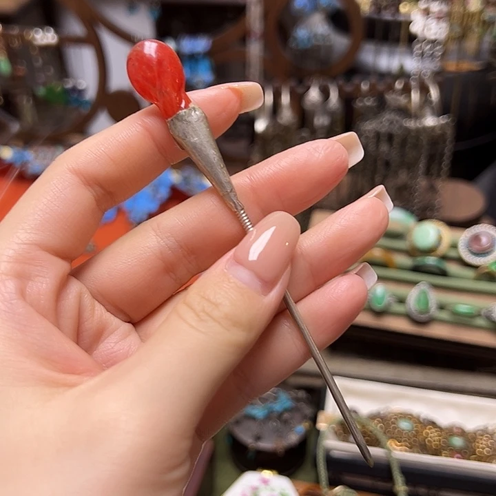 铁合金醋酸红色小发簪