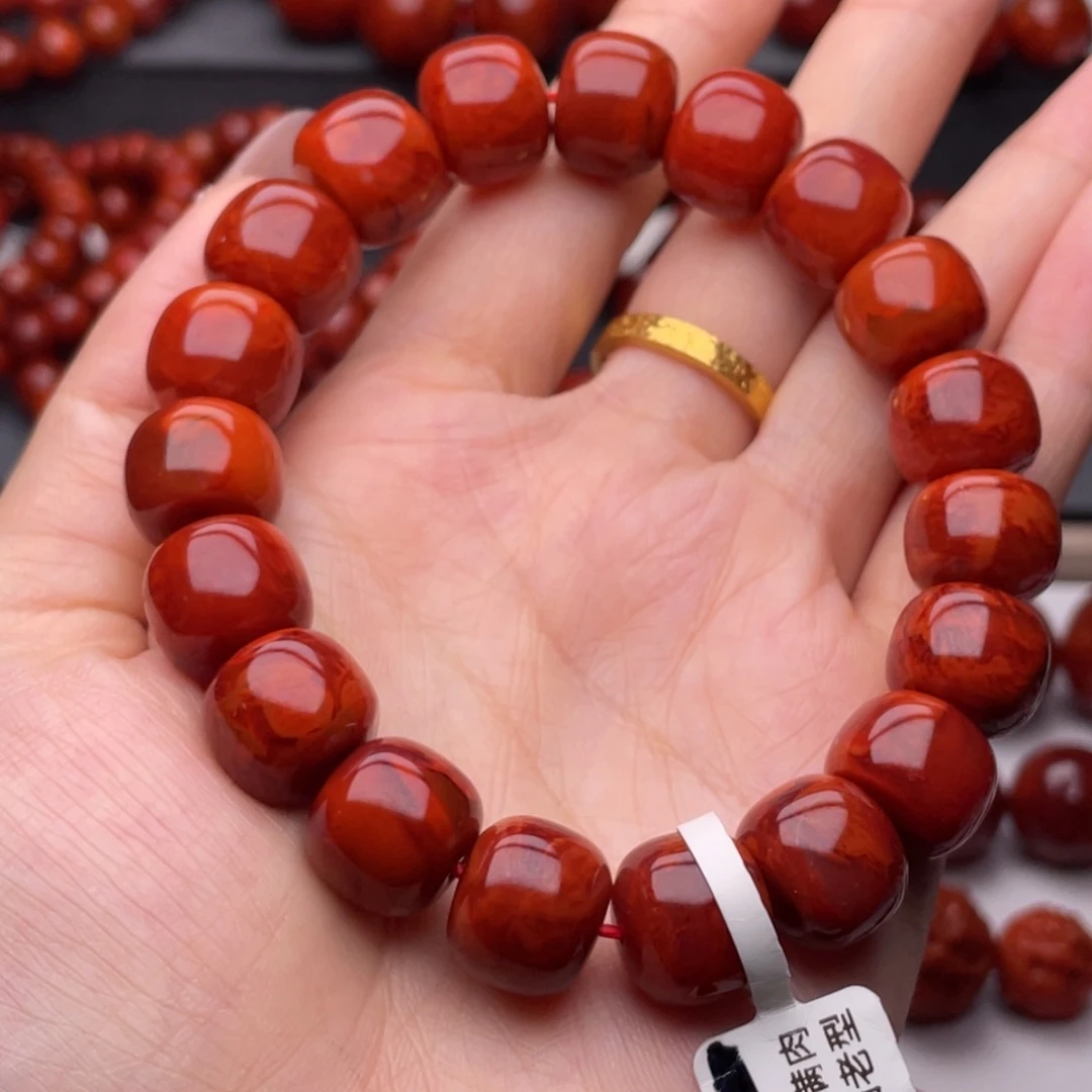 南红玛瑙未镶嵌手链13mm高品瓦西牛血妖火焰老型手串