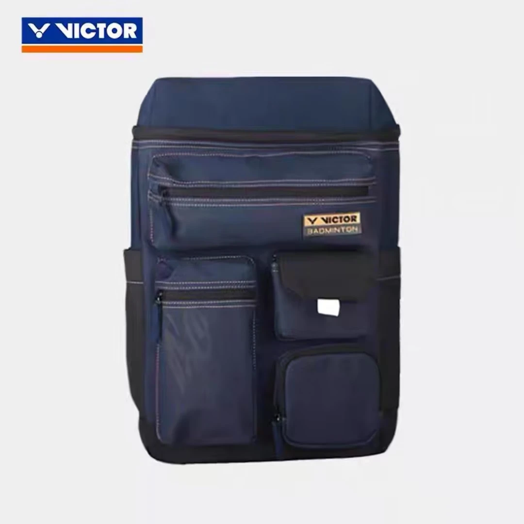 VICTOR/威克多耐磨蓝色休闲羽毛球包丹宁系列双肩包多功能便携